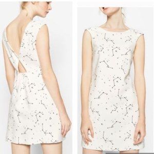 Zara white constellation star printed stretch open back shift dress